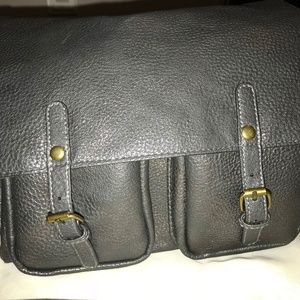 Purse reversible gray/ chevron green faux suede